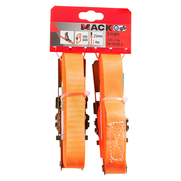 Mack 1072105 - 2 spangordels pe, ratelspanner25mm-4m max 500kg | 5 stuks