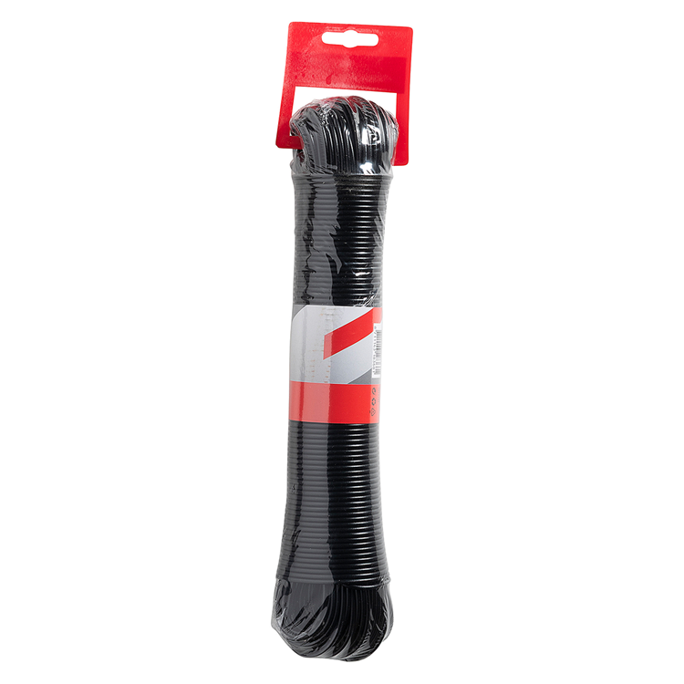 Mack 1073341 - waslijndraad pp zwart streng 3mm 60m met staaldraad kern | 5 stuks
