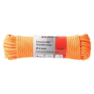 Mack 1072113 - paracord arancione riflettente 4mm 15m | 5 pezzi