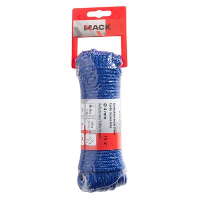 Mack 1072114 - corda intrecciata in pp blu 4mm 15m riflettente | 5 pezzi