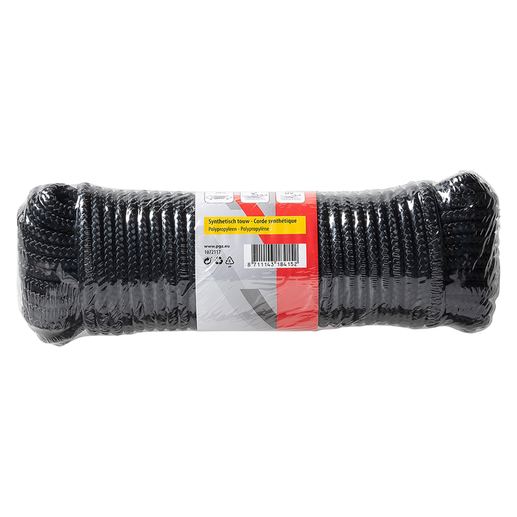 Mack 1072117 - filo nero intrecciato in pp 6mm 20m | 5 pezzi