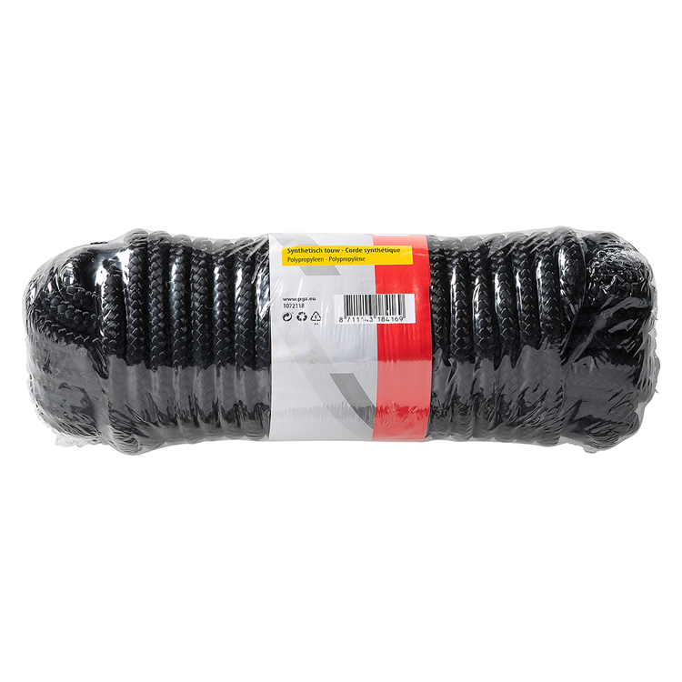 Mack 1072118 - filo nero intrecciato in pp 8mm 15m | 5 pezzi