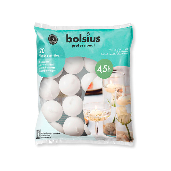 Bolsius prof floating candles white (20 pieces)