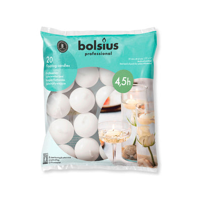 Velas flotantes Bolsius prof blancas (20 piezas)