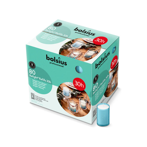 Bolsius professional relight refill aqua ø52x64 mm 30 hours (80 pieces)