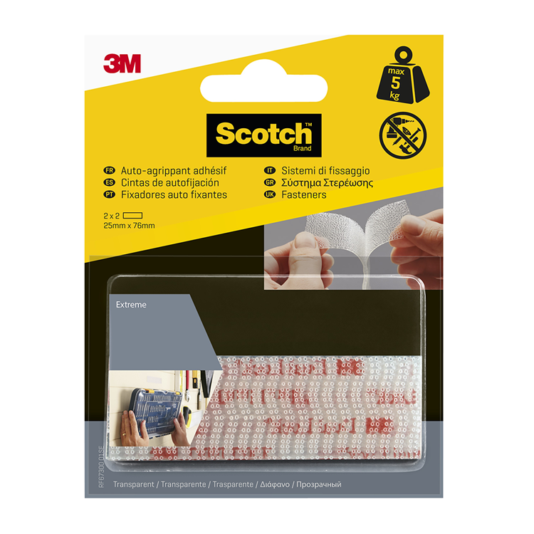 3m 1075819 - whisky extra. sujetadores 25x75mm2 juegos paquete transparente | 6 piezas