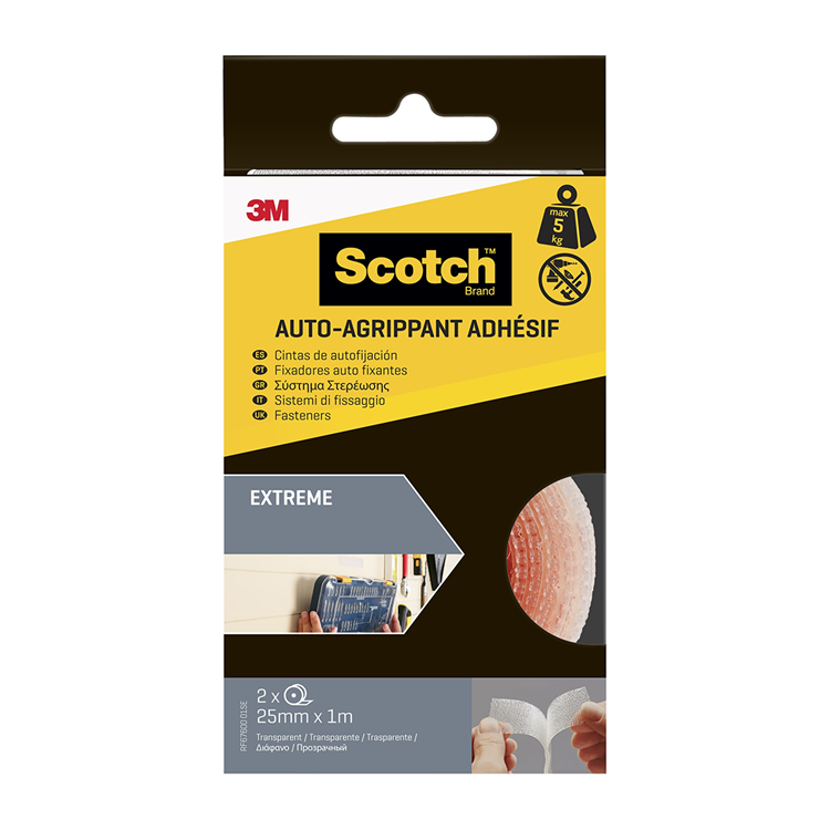 3m 1075816 - whisky extra. fijaciones 25mmx1m2paquete en rollo transparente | 6 piezas