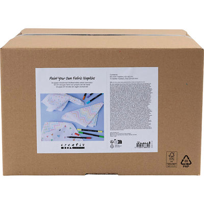 Set gruppo aziendale Creativ dipingi la tua tovaglietta personalizzata, misura 42x42 cm, larghezza tratto 2,3 + 3,6 mm, vari colori, 60 pezzi, 1 scatola