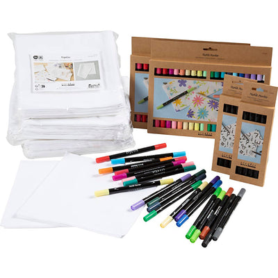 Set gruppo aziendale Creativ dipingi la tua tovaglietta personalizzata, misura 42x42 cm, larghezza tratto 2,3 + 3,6 mm, vari colori, 60 pezzi, 1 scatola