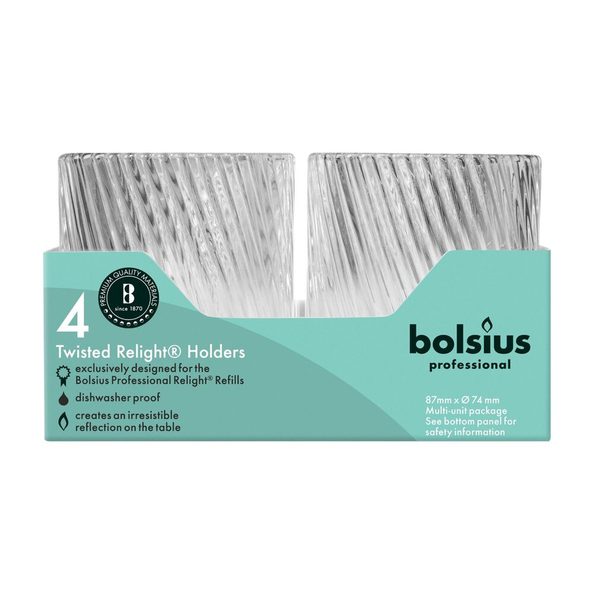Bolsius professional relight holder transparent twist ø74x87 mm (4 pieces)