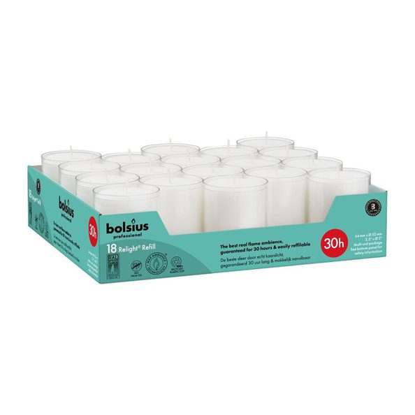 Bolsius professional relight refills transparent ø52x64 mm 30 hours (4x 18 pieces)