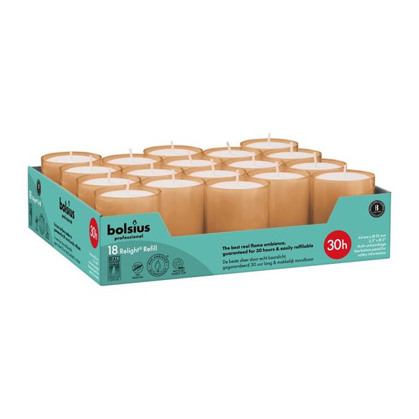 Bolsius professional relight refills soft pink ø52x64 mm 30 hours (4x 18 pieces)
