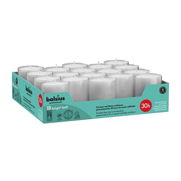 Bolsius professional relight refills gray ø52x64 mm 30 hours (4x 18 pieces)