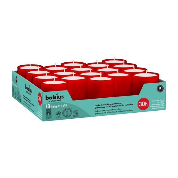 Bolsius professional relight refills red ø52x64 mm 30 hours (4x 18 pieces)