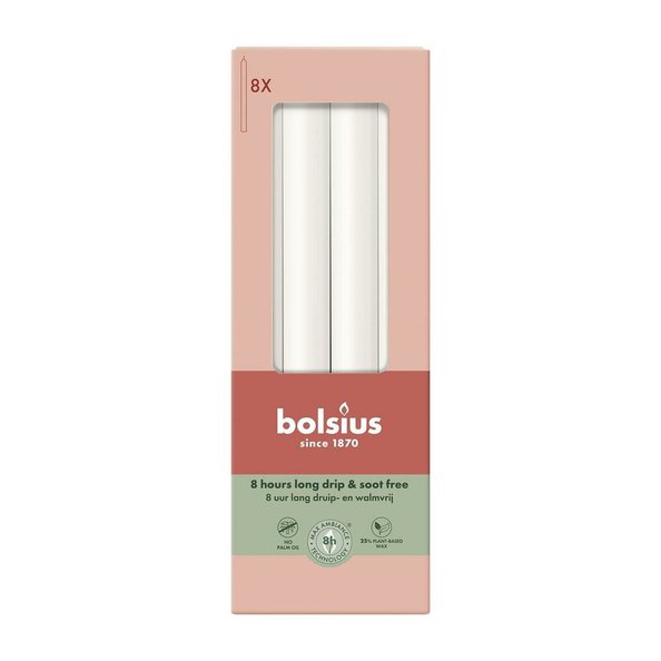 Bolsius dinner candle rustic 270 23 cloud white 8x8 pieces