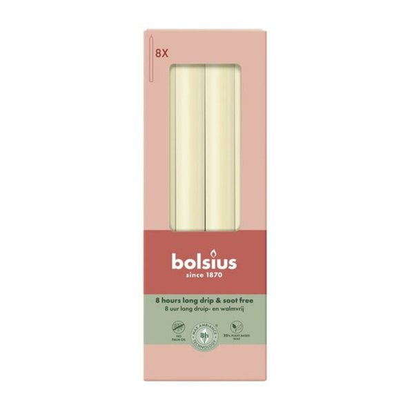 Bolsius dinner candle rustic 270 23 soft pearl 8x8 pieces