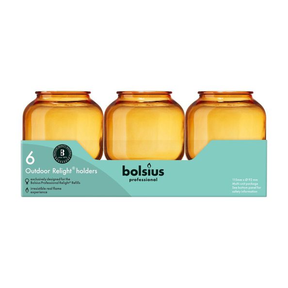 Bolsius relight holder sphere amber ø92x105 mm (6 pieces)