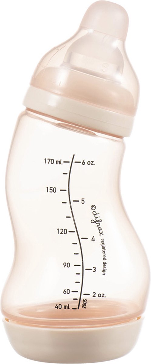 Biberon Difrax naturale - 170 ml - rosa chiaro - 1 pezzo - biberon s - anticolica