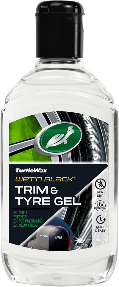 Gel para molduras de neumáticos Turtle Wax Wet n Black - deja un brillo negro intenso en el plástico de caucho - repara y proporciona una capa protectora - resistente a la degradación - 300 ml