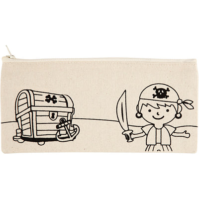 Estuche para lápices Creativ company, piratas, medidas 21x9 cm, 245 gr, natural claro, 1 unidad