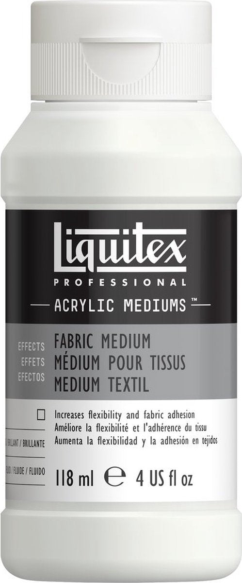 Liquitex 126804 professional fabric medium 118ml – acrylic medium for textiles, flexible and durable colors