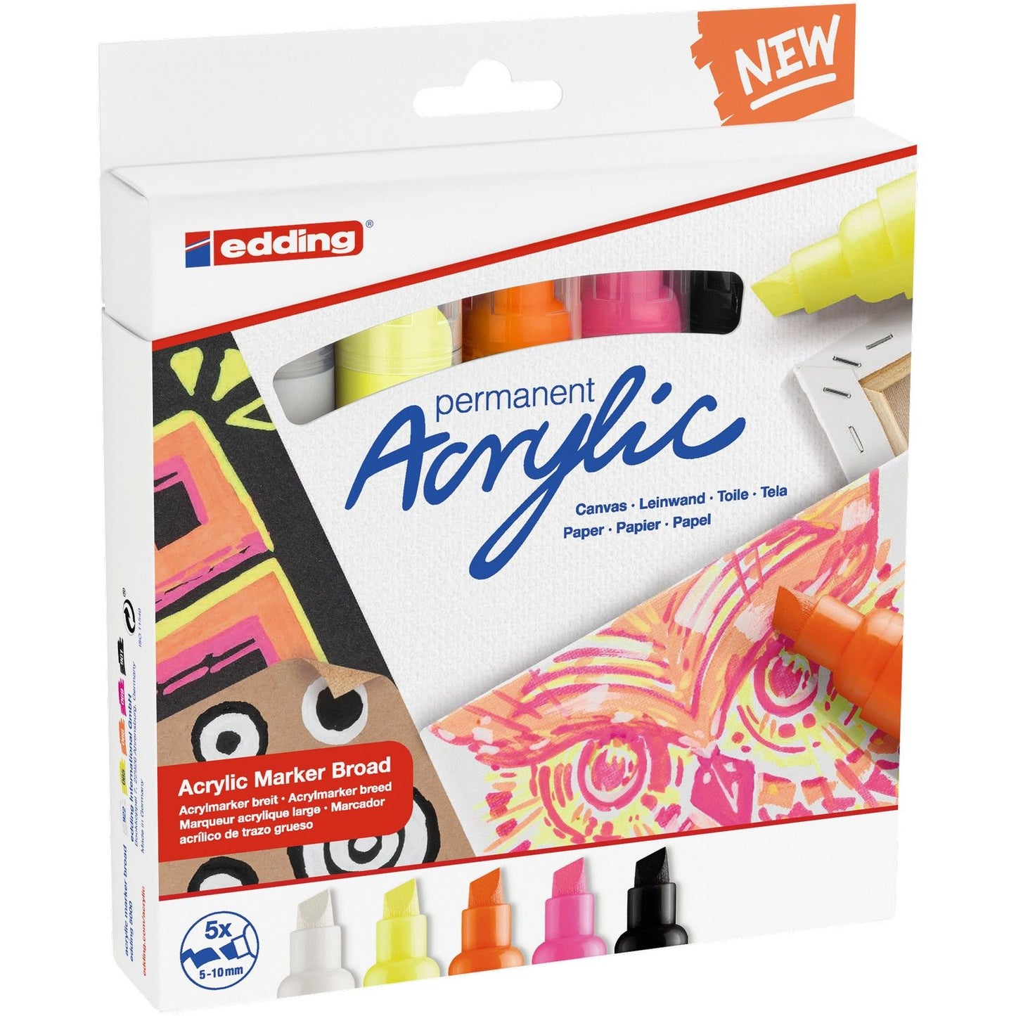 Edding 5000 • set di pennarelli acrilici larghi da 5 pezzi neon