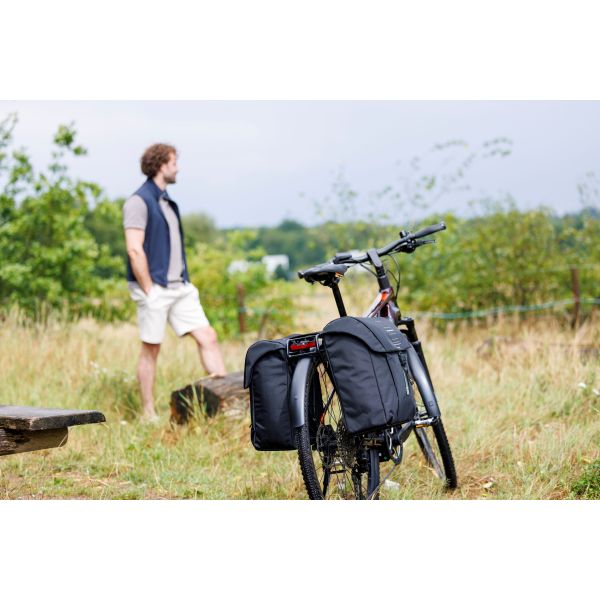 Burgers - new looxs new looxs ® vigo double - dubbele fietstas - geschikt voor elektrische fietsen – gerecycled materiaal - 40 liter – zwart - groen