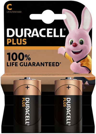 Duracell - Batteria più vita extra al 100% MN1400 LR14 C BP2