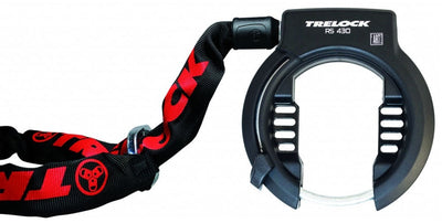Trelock Ringslot Set Rs 430 tra cui ZR 355 Inpeste Chain (100 cm) - rosso nero