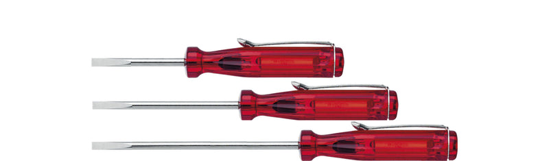 Cacciavite piccolo Wiha 5003, testa a taglio, rosso trasparente, con clip 3,0 mm x 80 mm - 01539
