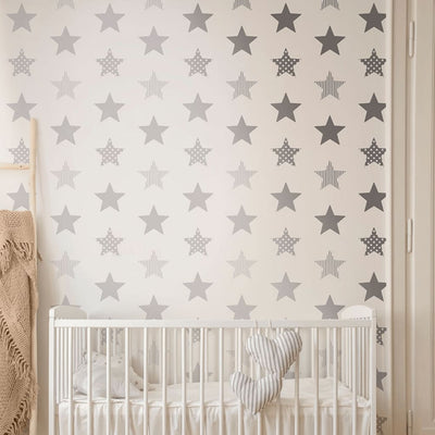 Noordwand behang kids @ home superstar zilverkleurig en wit