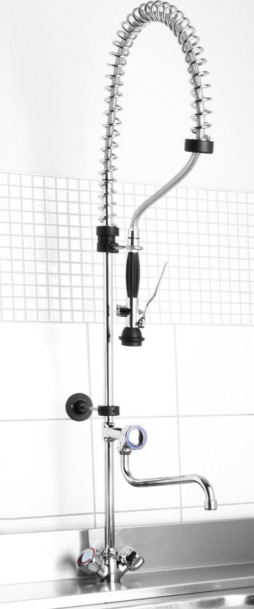Grifo de columna Hendi con ducha regulable con prelavado - alta presión - montaje en pared - alcance 280 mm