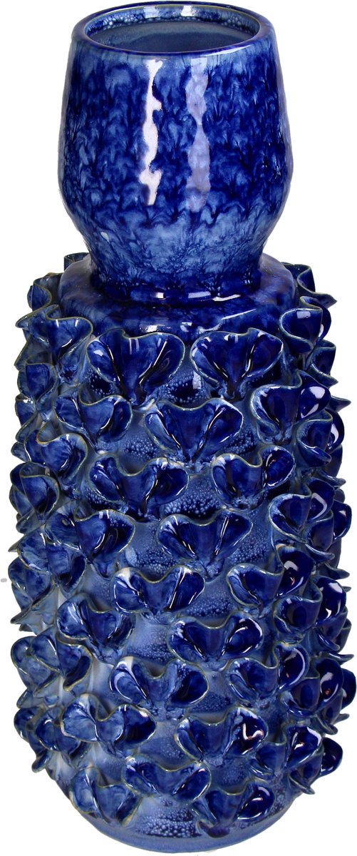 Vaso collezione HD in terracotta blu 18,5x18,5x42cm