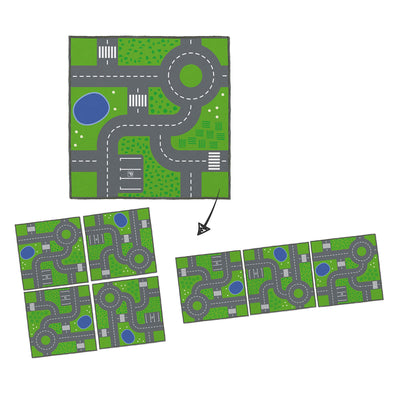 Acoka Play Rug Roads de tráfico, 100x100cm