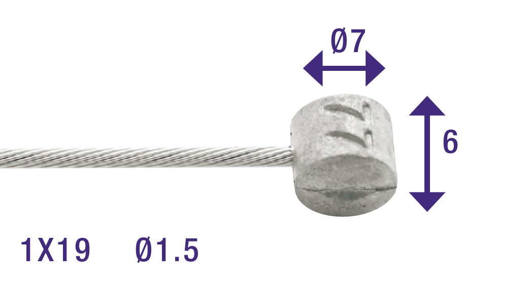 REM Cavo interno Elvedes 2250 mm in acciaio inossidabile Ø1,5 mm T-NIPPLE (sulla mappa)