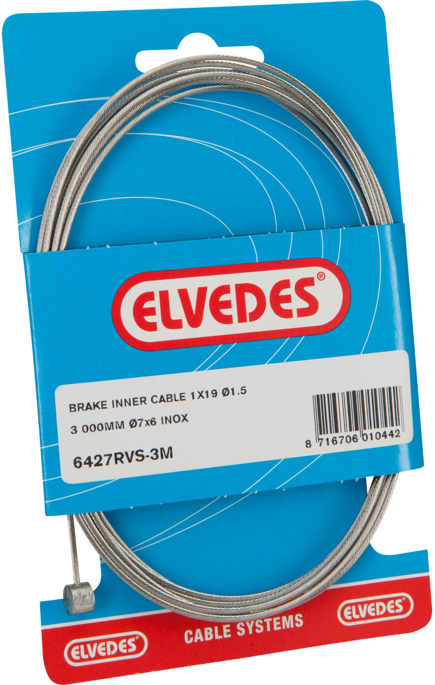 Elvedes Rem Cable Inner Acero inoxidable 4m 2 Nippels ton 7x6 Pear 5.5x10