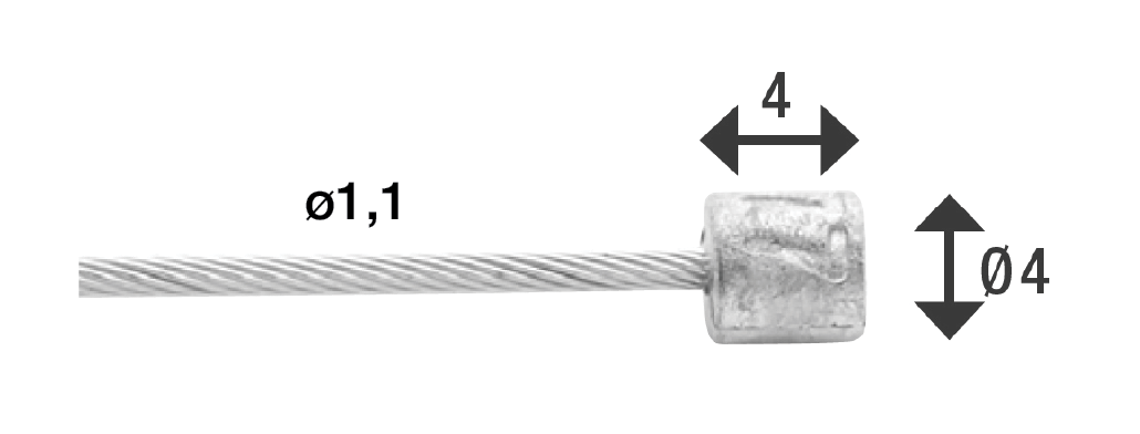 Interruttore del cavo interno Elvedes 2250mm in acciaio inossidabile Slick Ø1,1 mm N-NIPPLE (100 pezzi)