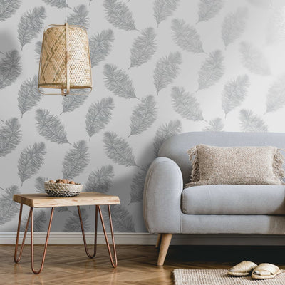 DUTCH WALLCOVERINGS DUTCH WALLCOVERINGS Behang Fawning Feather lichtgrijs