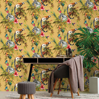 DUTCH WALLCOVERINGS DUTCH WALLCOVERINGS Behang Lemur oker