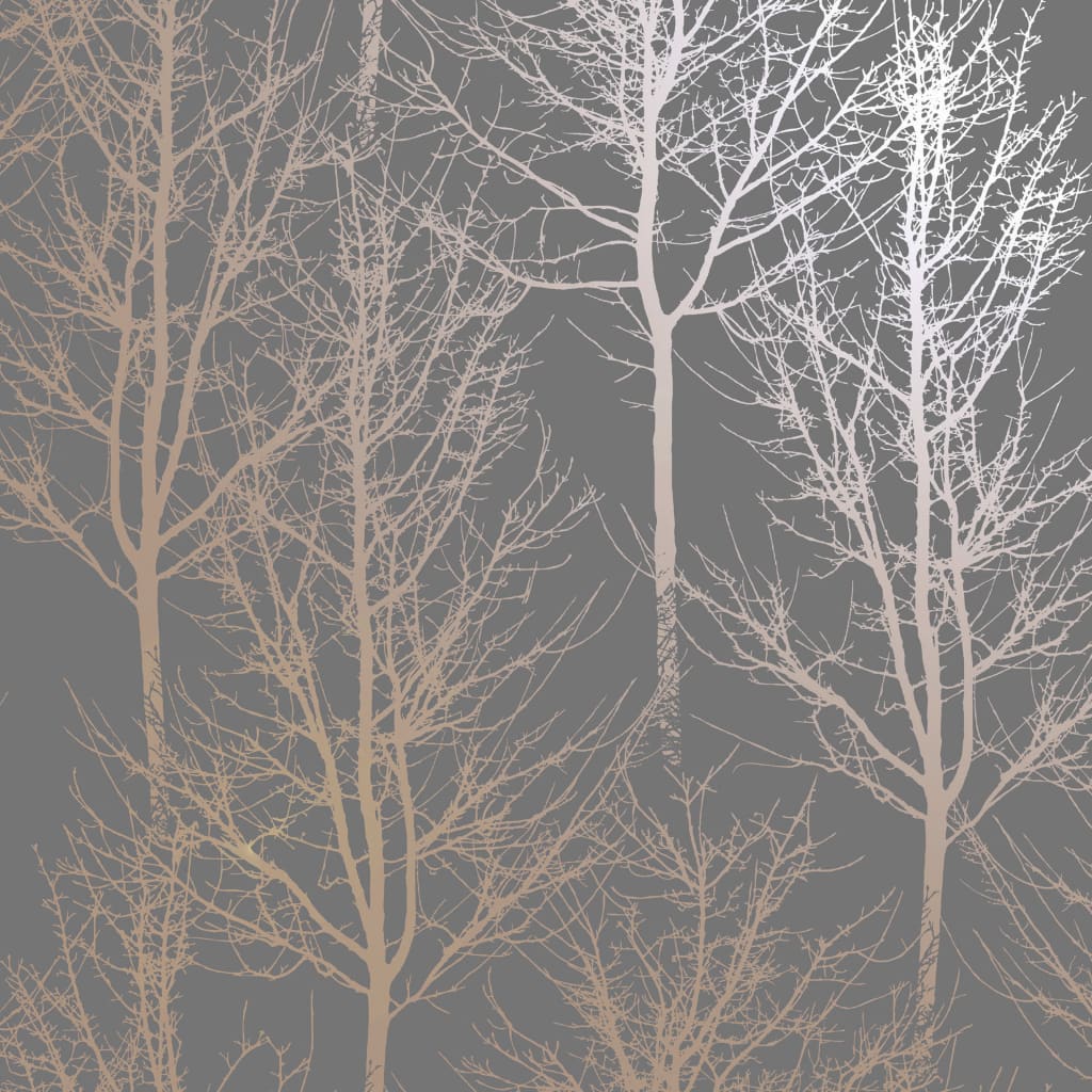 O Dutch Wallcoverings Dutch Wall Coverings Wallpaper Rhea Trees Grigio e rosa color oro
