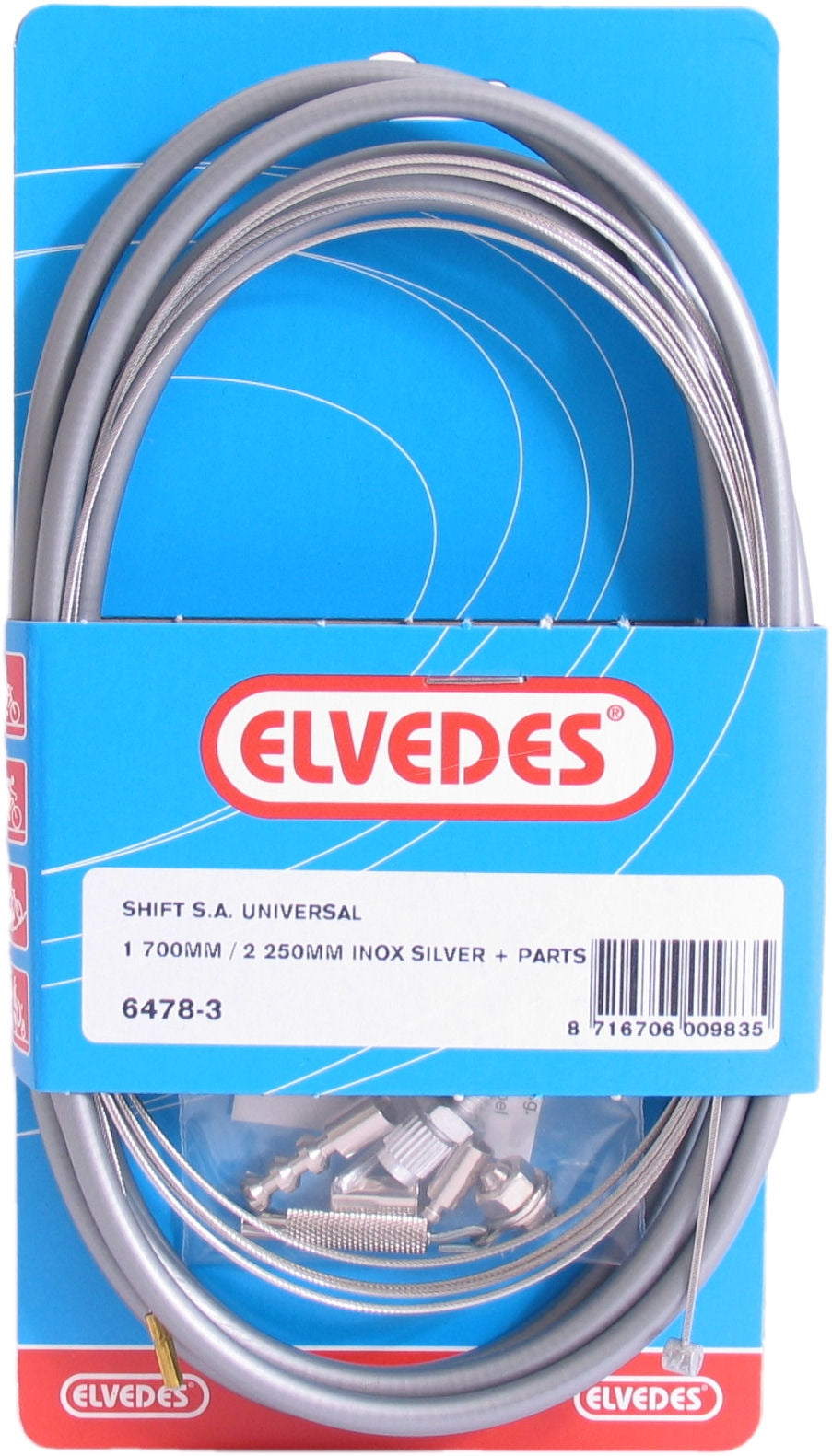 Kit cavo freno a tamburo Elvedes 1700mm 2250mm acciaio inox - argento (su scheda)