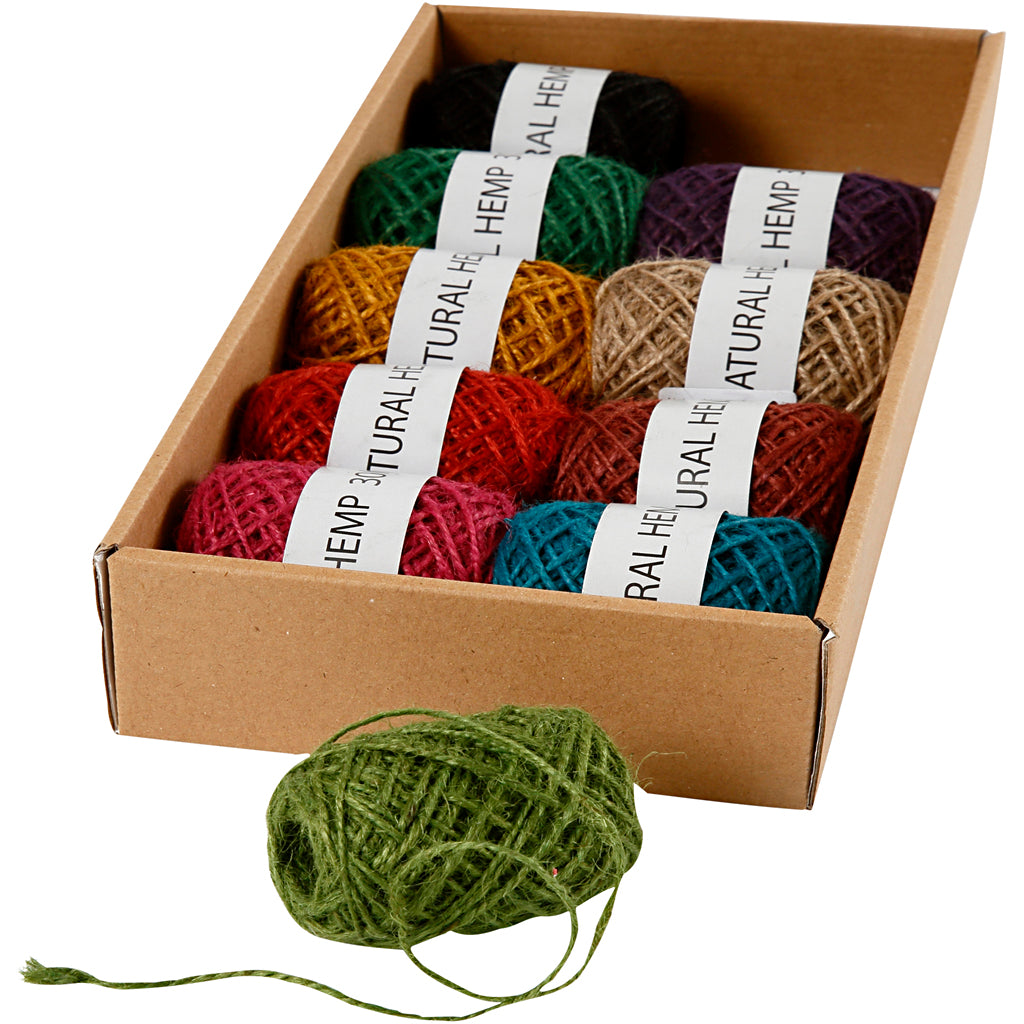 Creativ company canapa naturale, spessore 1-2 mm, vari colori, 10x30 mt 1 scatola