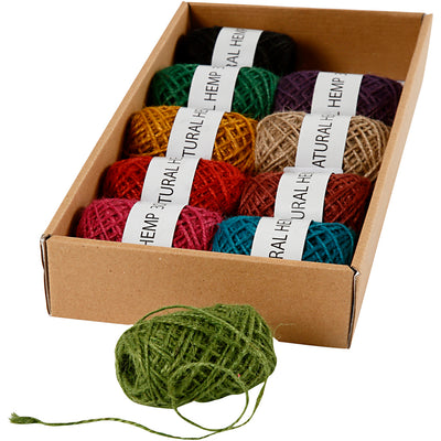 Empresa Creativ cáñamo natural, espesor 1-2 mm, varios colores, 10x30 m 1 caja