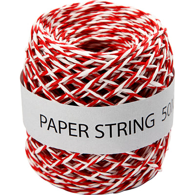 Cordón de papel Creativ Company, grosor 1 mm, rojo blanco, 50 m 1 rollo