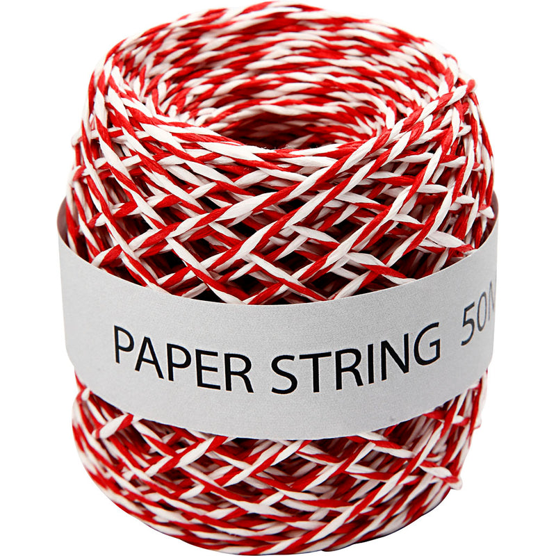 Cordoncino di carta Creative Company, spessore 1 mm, rosso bianco, 50 m 1 rotolo