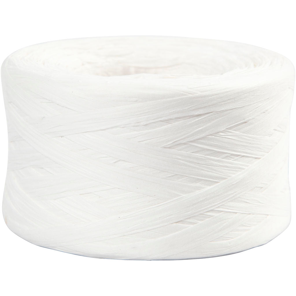 Creativ company papier raffia garen, b: 7-8 mm, wit, 100 m 1 rol