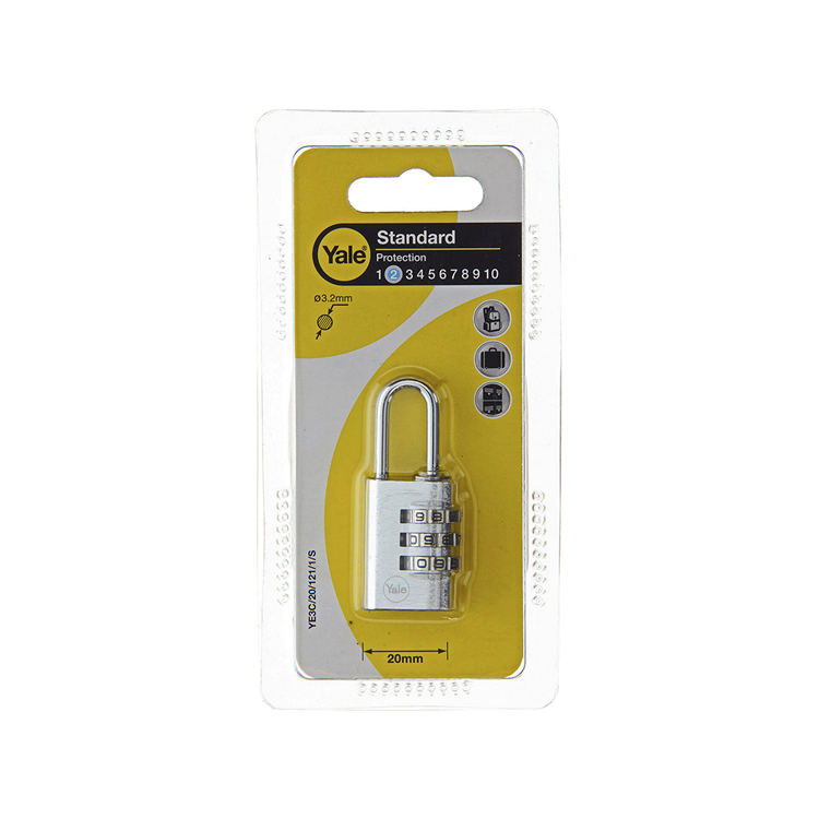 Yale 1065213 - candado 20mm aluminio plata std | 3 piezas