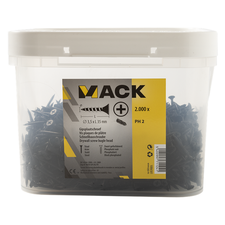 1006581 - caja de 2000 tornillos para placas de yeso 3,5x35mm | 8 piezas