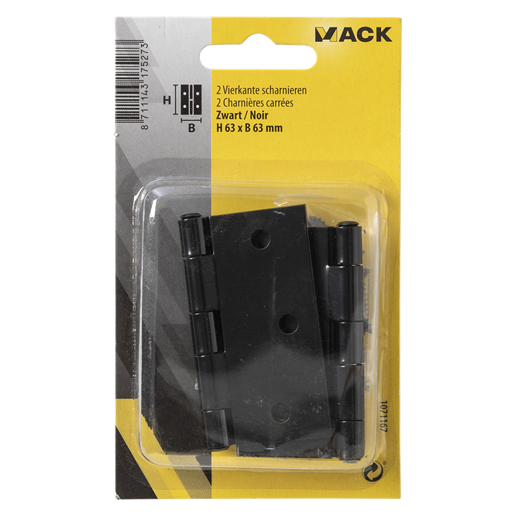 Mack 1071167 - 2 cerniere quadre nere h63 x l63 mm | 5 pezzi