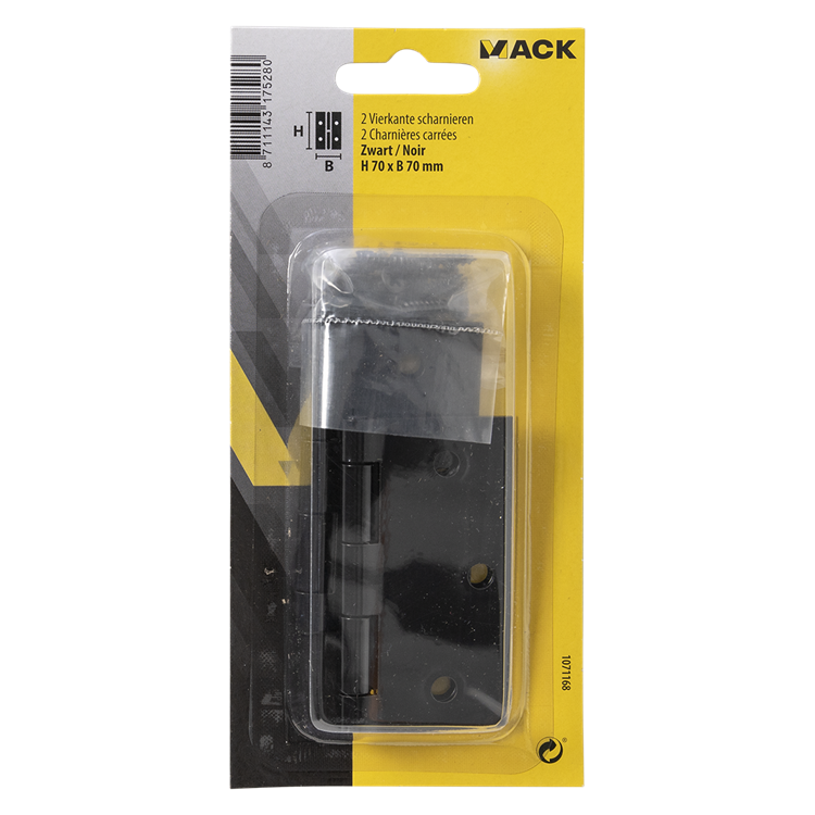 Mack 1071168 - 2 cerniere quadre nere h 70 x l 70 mm | 5 pezzi